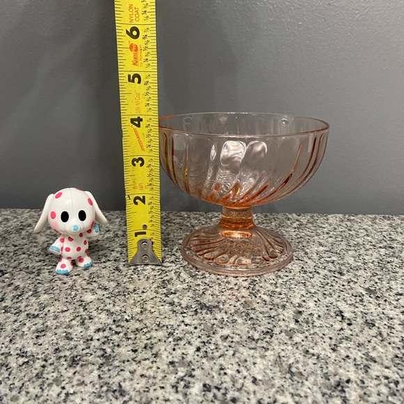 Vtg CRISTAL d'ARQUES Durand Pink Rosaline Swirl Footed Dessert Ice Cream Bowl - Picture 10 of 11